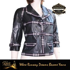 AUTHENTIC 07a 2007 6355 Nwt Chanel Tweed Calfskin Jacket Coat Cc Logo 38 6 New