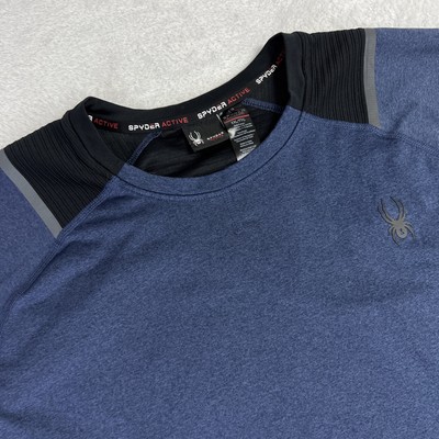 Spyder Active ProW=B Stretch Long Sleeve Pullover Men XXL Navy Blue Black