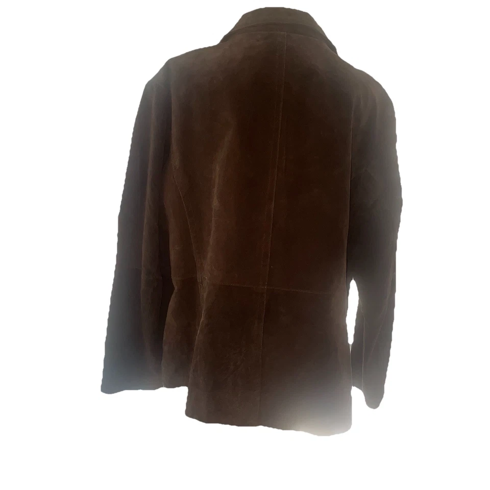 Chaqueta marrón gamuza pesada de cuero con borde exterior para mujer talla grande 2x invierno cálida nueva con etiquetas Foto 3 de 4