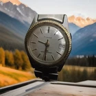 vintage timex ladies watch,1970’winding,Date Beautiful Silver Face Gold Markers