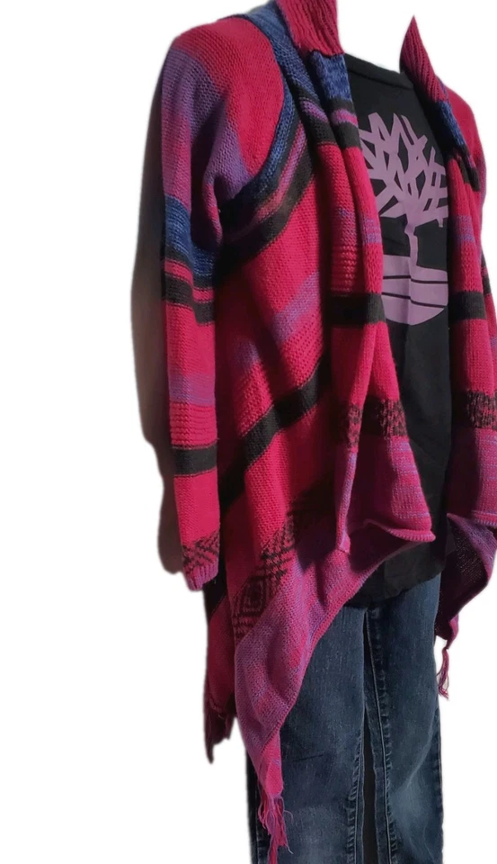 Arizona Girl's Cardigan Knit Sweater W/Fringe, Multicolor, Size M 10/12 Regular - Image 3 of 4