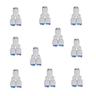 1/4 Inch OD Push To Connect Y Splitter 3-Way Tube Quick Connect Push Lock