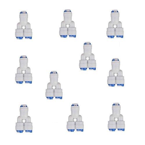 1/4 Inch OD Push To Connect Y Splitter 3-Way Tube Quick Connect Push Lock