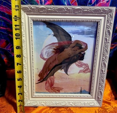 Moonlit Dreams Gabriel Ferrier Framed Art Witch Bat Moon Pagan Mythology Magic