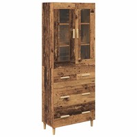 Highboard Altholz Mit Engineered Wood Und Glas 69,5 X 34 X 180 Cm