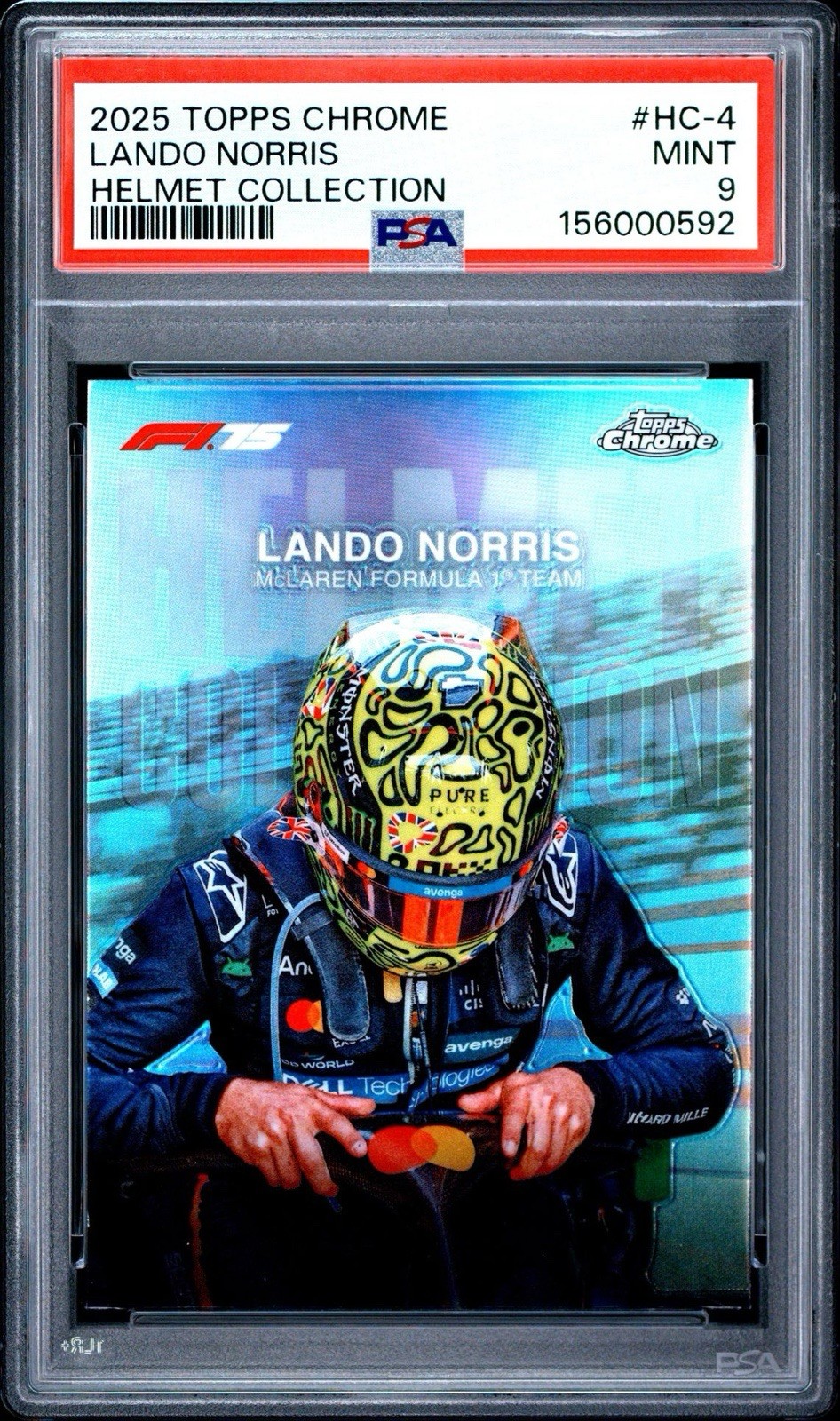 2025 TOPPS CHROME LANDO NORRIS HELMET COLLECTION LOW POP PSA 8 view 5