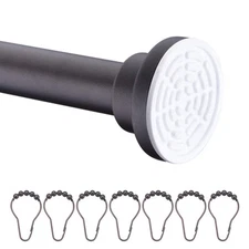 48-88 Inches Shower Curtain Rod with Shower Hooks in Oil Rubbed Bronze, Adjus...