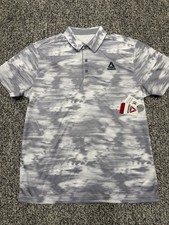 Reebok Mens Peformance Jacquard Polo -White Print - Large - Brand New w/ Tags