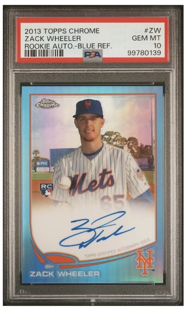 2013 Topps Chrome ZACK WHEELER Blue Refractor Auto RC #137/199 PSA 10 - POP 1 🔥