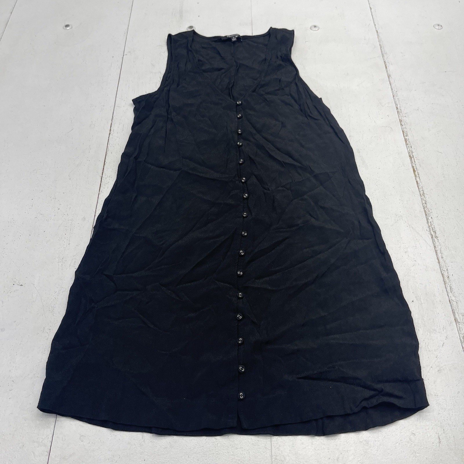 Madewell Heather Solid Black Button Front Viscose… - image 1