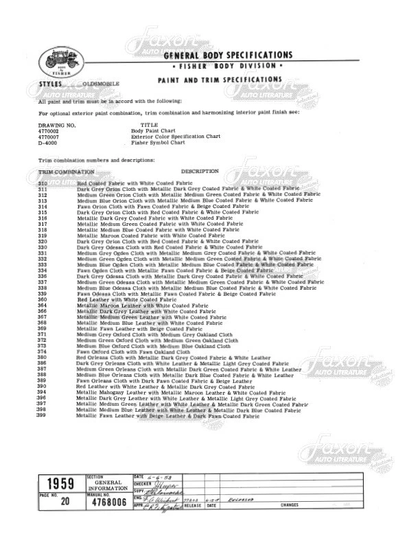 1959 Fisher Body Especificação Montagem Manual Buick Cadillac Chevy Olds Pontiac - Imagem 3 de 4