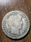 1912-S Barber Liberty Head Dime 90% silver Actual coin Very Good Coin