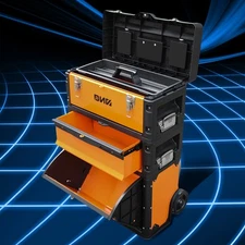 49cm W X 63.3cm H X 23cm D 3-Tier Stackable Storage Tool Box Rolling Trolley