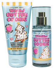 Bath  Body Works Warm Butter Cookie Mini Travel Fragrance Mist Spray Cream 2 pc