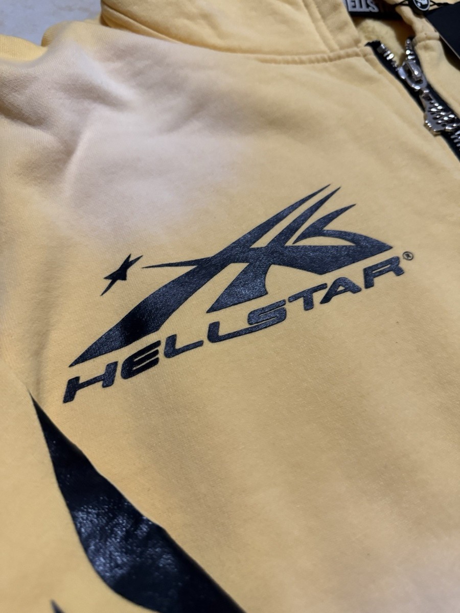 NEW Hellstar Sports YELLOW Zip Up Hoodie Authentic NFC TAG Size