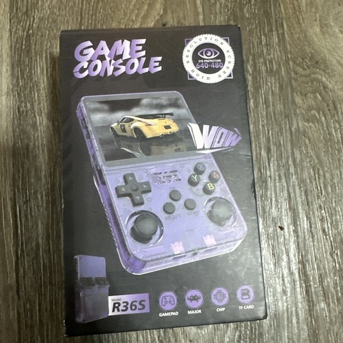 R36S Retro Handheld Game Console with 128G Built-in 15000+ Classic Games Purple