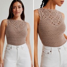 Abercrombie Fitch Crochet-Style Mosaic Tile Bodysuit Size XS Coastal Vacation