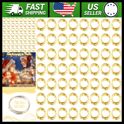 Hortsun 100 Pack Battery Fairy Lights Warm White 7 Ft 20 LED Waterproof