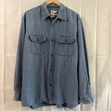 Vintage CK Calvin Klein Jeans Mens Blue Denim Button Down Shirt XL 2 Pockets