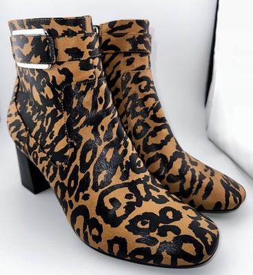 Calvin Klein CATTEE  34E09034 Women's Leopard Ankle Boot -SIZE 9