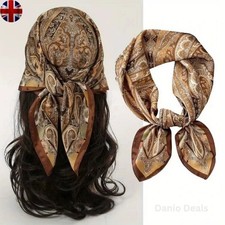 New Large Women Square Satin Silk Scarf Floral Designer Print Head Neck 70x70 UK