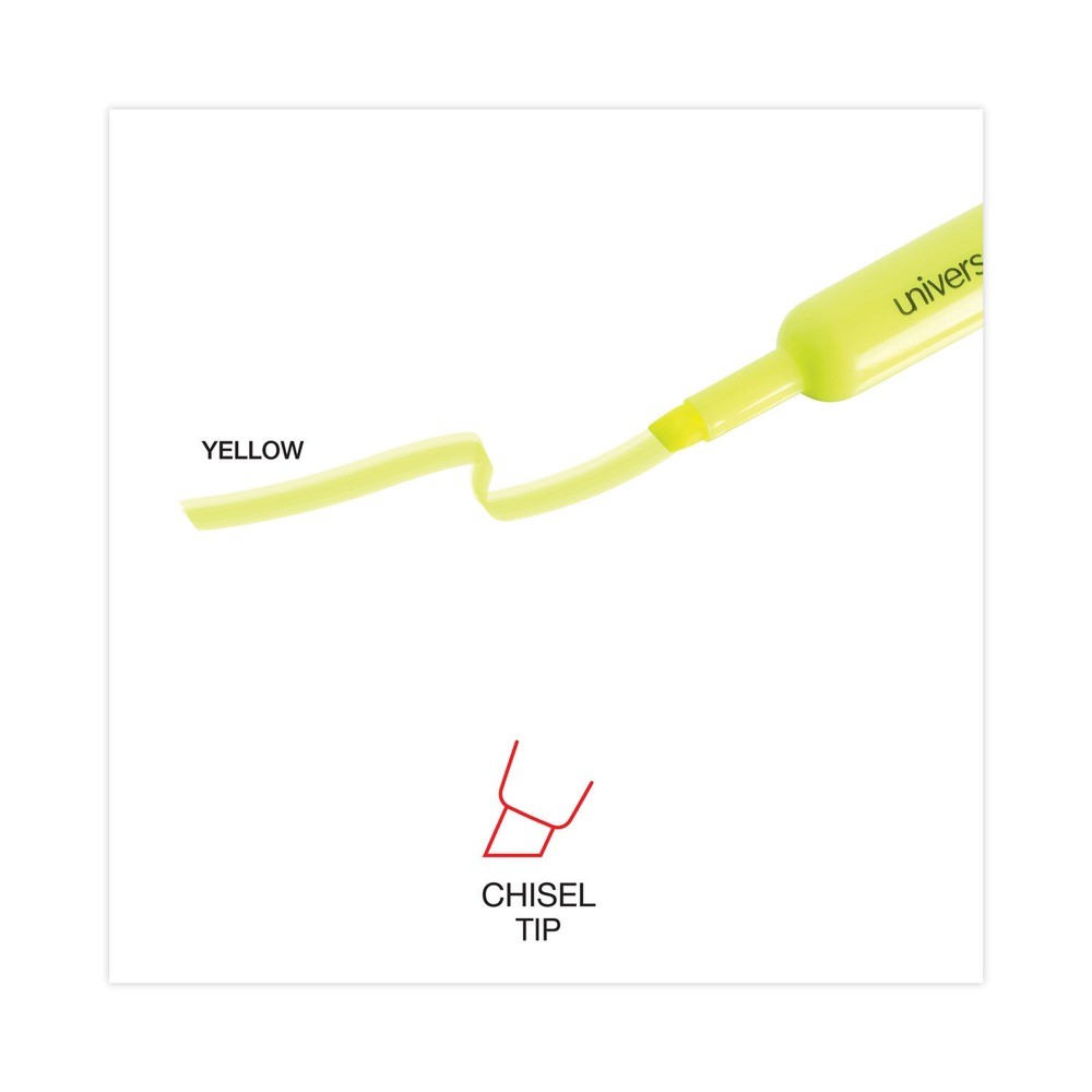 Universal 8861 Desk Highlighter Chisel Tip Fluorescent Yellow (1 Dozen) New