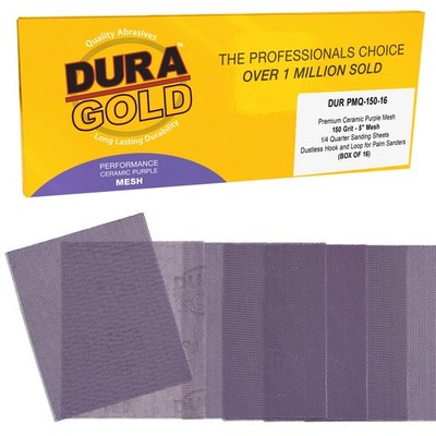 150 Grit 1/4 Sheet Size Purple Ceramic Mesh Sandpaper, Box of 16 - Hook & Loop