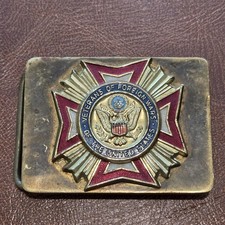 Vintage VFW Belt Buckle Veterans of Foreign Wars Enamel Military Fraternal 1970s