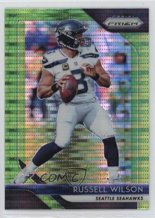 2018 Panini Prizm Neon Green Pulsar Prizm Russell Wilson #19 0c6