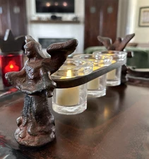 VTG Jan Barboglio Angel Candleholders Iron SIGNED RETIRED 13"x5" ARCHANGEL