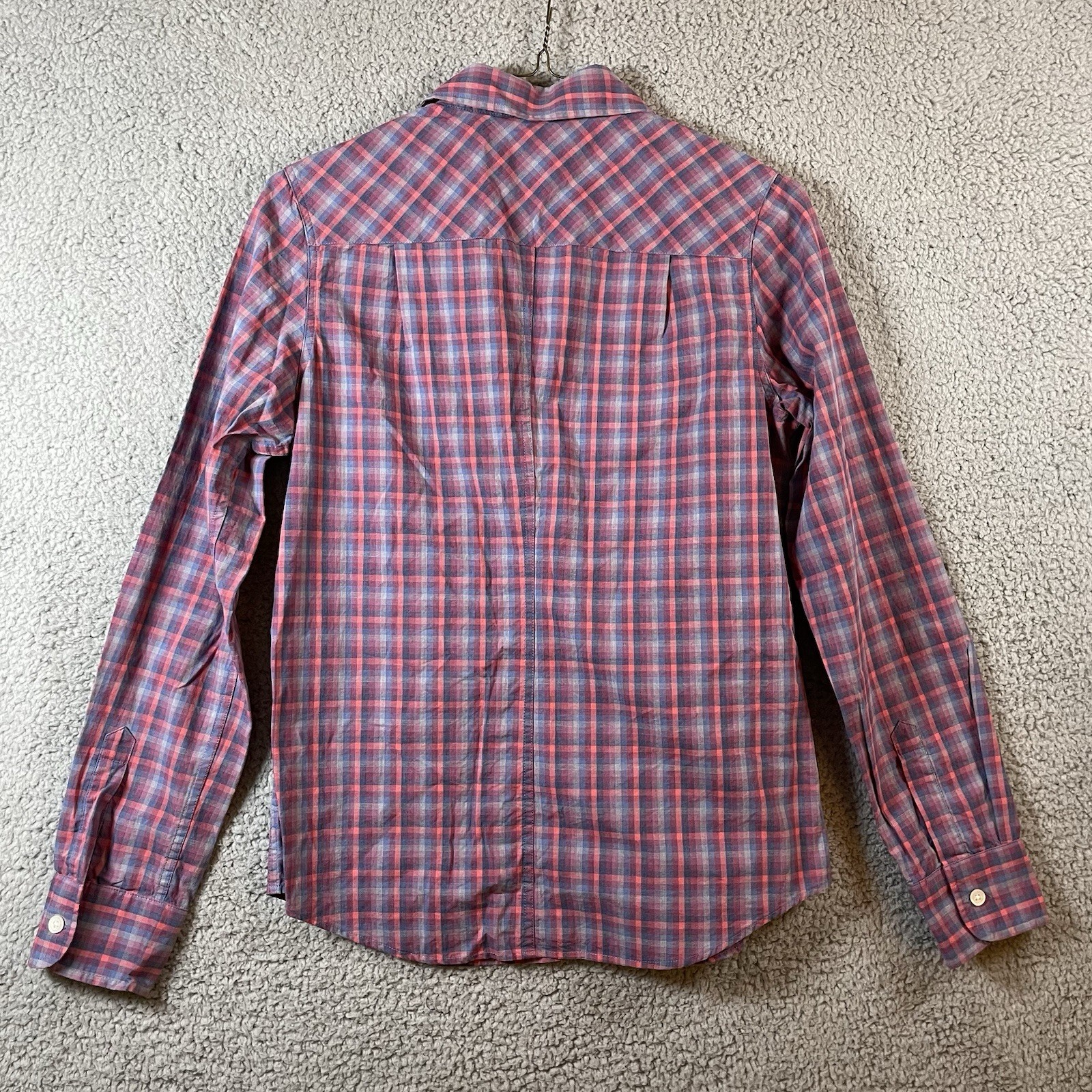 Pendleton Red Blue White Plaid Button-Up Collared… - image 2