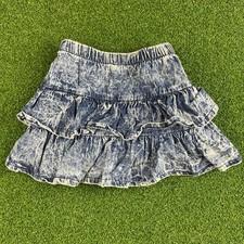 Vintage You Babes Acid Wash Denim Ruffle Tiered Mini Skirt Sz 2T