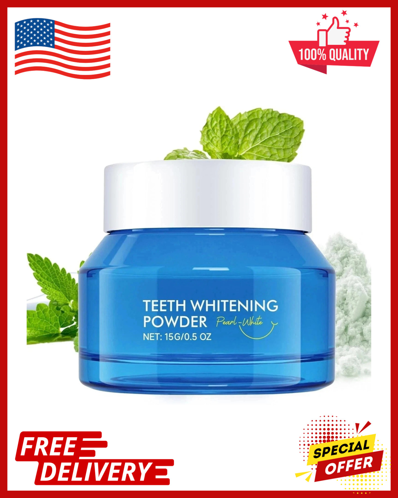 Purely WHITE DELUXE Teeth Whitening Powders,Instant Whitening and Stain Removal