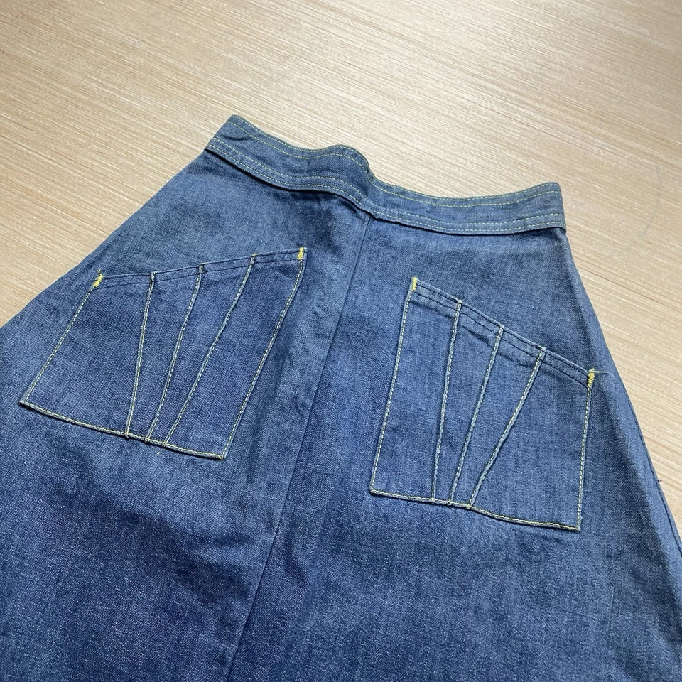 Falda vaquera vintage años 70 niños garra cremallera occidental 22 pulgadas cintura línea A midi Foto 4 de 4