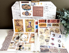 Vintage Junk Journal Starter Kit Ephemera, Scrapbooking Card Toppers Collage Set