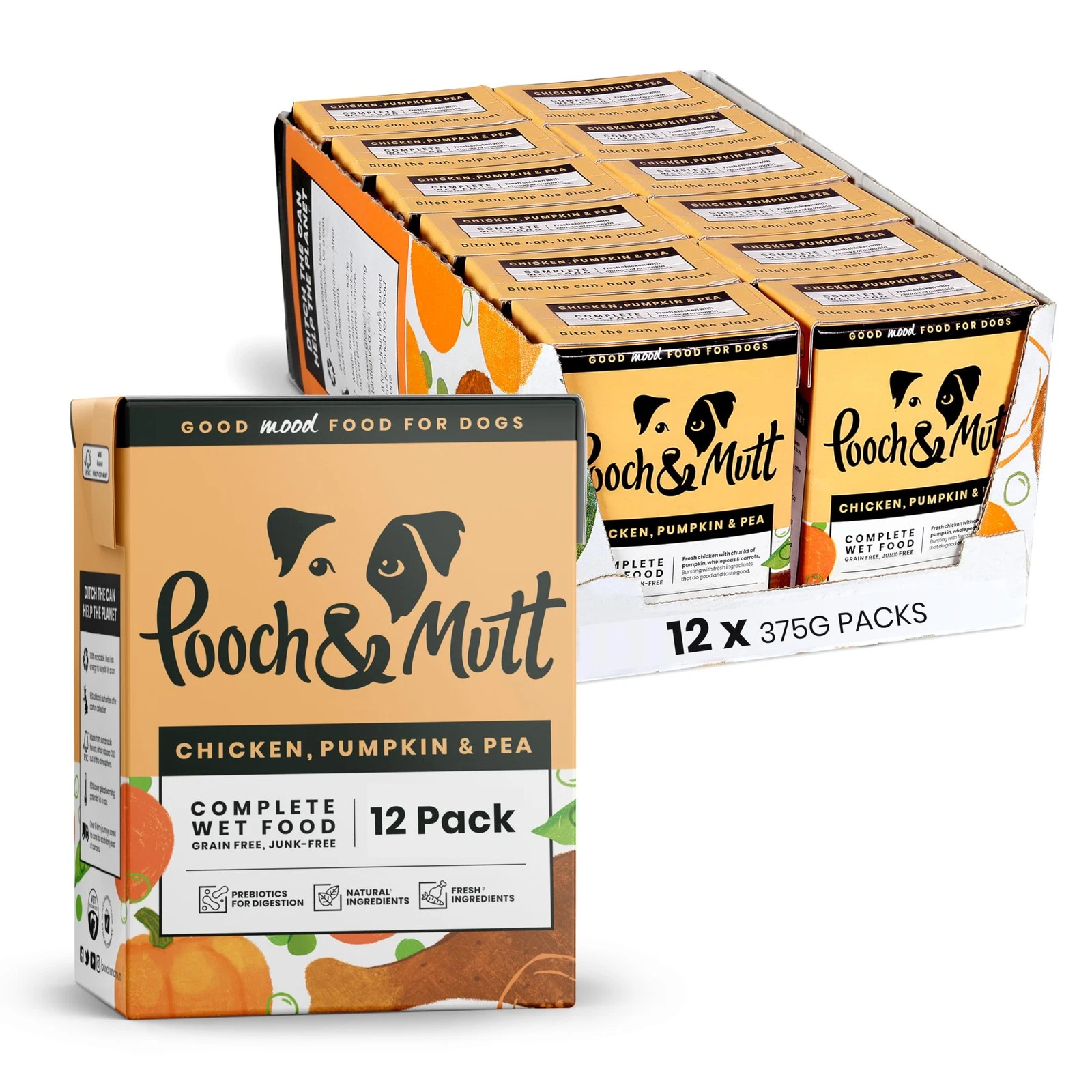 Pooch & Mutt - Chicken, Pumpkin & Pea Pack of Complete Wet Dog Food, Dry Dog