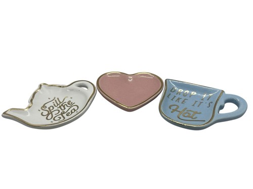 Target Bullseye Drop It Like Its Hot Tea BAG SPOON HOLDER Spill The Tea Set Of 3