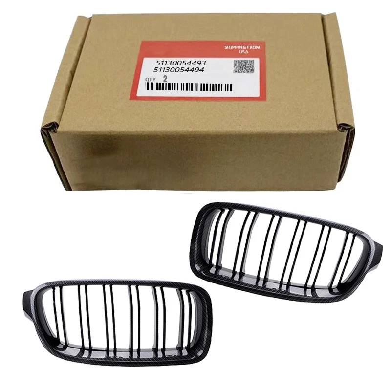 Carbon Fiber Dual Slat Front Grille For 2012-2018 BMW F30 F31 3-Series 320i/328i - Изображение 2 из 4