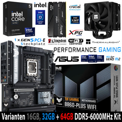 PC Bundle Core Ultra 5 245KF Asus Tuf Gaming B860-Plus Wifi, mit 16, 32 und 64GB