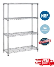 4 Tier Wire Storage Rack Adjustable Metal Shelving Unit Chrome Shelf