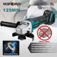 YOFIDRA® 125mm 3 Gang Akku Winkelschleifer Schleifmaschine Für Makita Ohne Akku