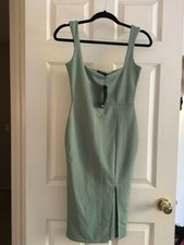 Women's NWT NASTY GIRL Squarin' to Go Midi Dress, Sage, Size US 4