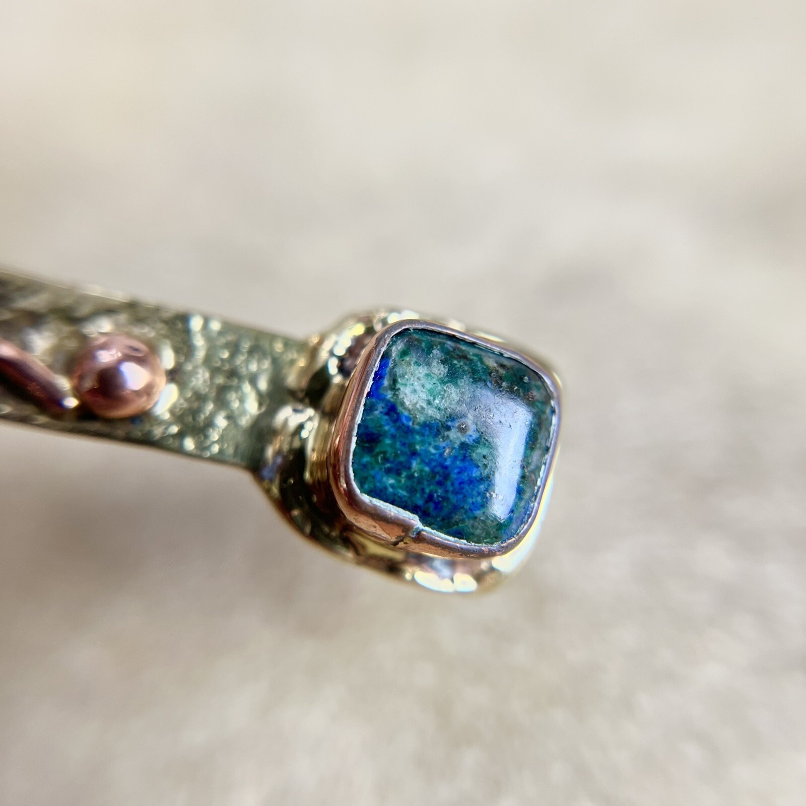 Large Cross Statement Necklace - Malachite & Azur… - image 5