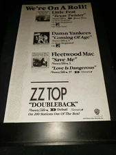 Little Feat/Fleetwood Mac/ZZ Top Rare Original Radio Promo Poster Ad Framed