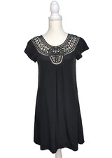 Banana Republic Women's Silk Dress Black Flutter Sleeve Petite XS