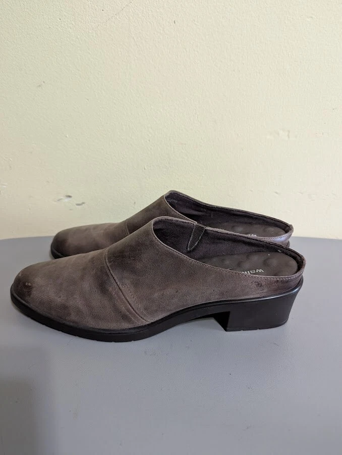 Walking Cradles para mujer talla 12N tacón bloque mules, marrón. Foto 3 de 4