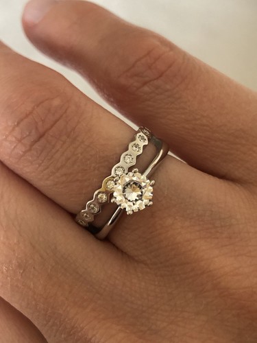 Anello Doppio Strato Argento Sterling 925 e Zirconia Mezza Eternità Tutte le Taglie - Foto 4 di 12