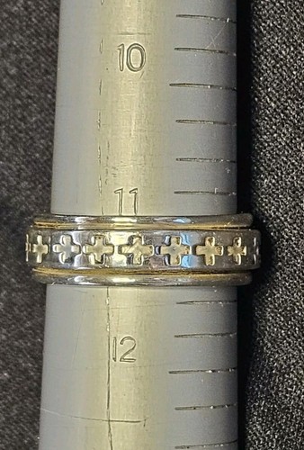 Vintage Kreuz Design Sterlingsilber 0,925 Fidgit Spinner Ring Gr. 11 - 11,25