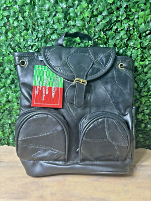 NWT 90s Y2K Maxam Black Genuine Leather  Lambskin Backpack