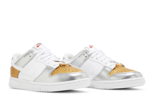 Nike Womens Dunk Low SE Silver Gold Metallic DH4403-700
